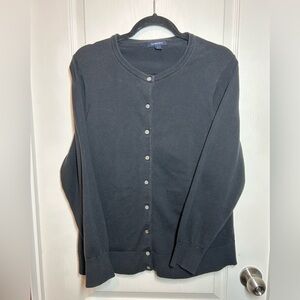 Land’s End Black Cotton Blend Button-Up Cardigan - Size 1X